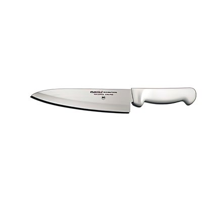 Basics Chef's / Cook's Knife, 8", stain-free, high-carbon steel, textured, polypropylene white handle, NSF Certified (12 ea / bx)