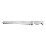 Basics Slicer, 12", scalloped edge, stain-free, high-carbon steel, textured, polypropylene white handle, NSF Certified (12 ea / bx)