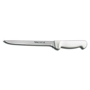 Basics Fillet Knife, 7" blade, 12" overall length, narrow, stain-free, high-carbon steel, textured, polypropylene white handle, NSF Certified (12 ea / bx)