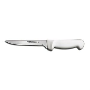 Basics Boning Knife, 5", narrow, stiff, stain-free, high-carbon steel, textured, polypropylene white handle, NSF Certified (6 ea / bx)