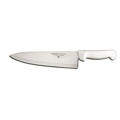 Basics Chef's / Cook's Knife, 10", with wide choil, stain-free, high-carbon steel, textured, polypropylene white handle, NSF Certified (12 ea / bx)
