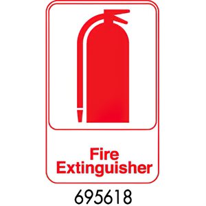 Sign 6 x 9, Fire Extinguisher (red letters on a white background) (6ea / bx 12 bx / cs)