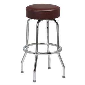 Single Ring Chrome Frame Barstool with Flat Swivel and Brown Round Seat Unassembled (4 ea / cs)