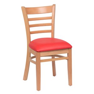 Ladder Back Natural, Red Upholstered Seat (2 ea / cs)