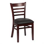 Ladder Back Walnut, Black Upholstered Seat ( 2 ea / cs)