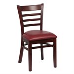 Ladder Back Walnut, Crimson Upholstered Seat (2 ea / cs)