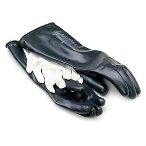 Glove set, 14" Medium Black Rubber with white cotton liner gloves (95) ( 72 pr / cs )