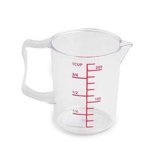 Polycarbonate Liquid Measuring Cup, 1 cup, graduated in cups / ml (12 ea / bx 4 bx / cs 48 ea / cs)