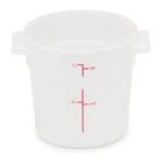 White Polypropylene Round Storage Container 1 qt NSF (48 ea / cs)