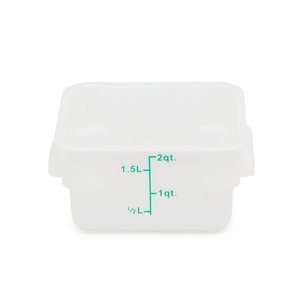 White Polypropylene Square Storage Container 2 qt NSF (60 ea / cs)