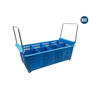 8-Compartment Cutlery Basket with handle Blue NSF Listed Compartment Size 3.54"L x 3.54"W x 4.33"H (12 ea / cs)