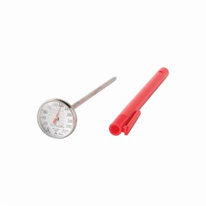Instant Read Thermometer, 1" dial, magnified lens, from 0° to 220°F temperature range, 4-1 / 2" stainless steel stem, pocket case with clip #3512FS (6 ea / cs)